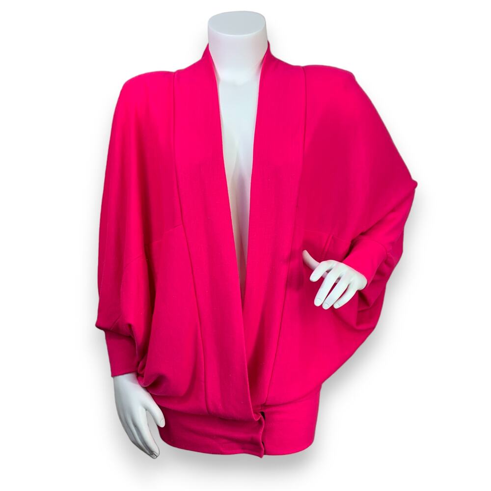 Sky Lite Womens Oversized Jacket Size OS Hot Pink Fleece Pockets Made USA 80's